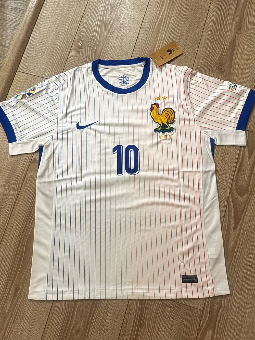 France Style Soccer Jersey #10 Mbappe Men’s Size L White Football Shirt New